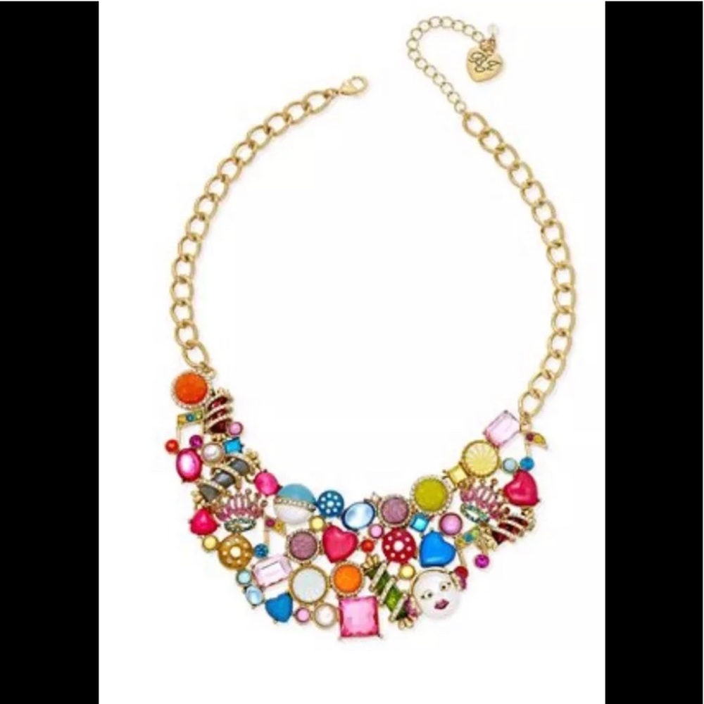 Betsey Johnson Trolls Charm Bib Statement Necklace